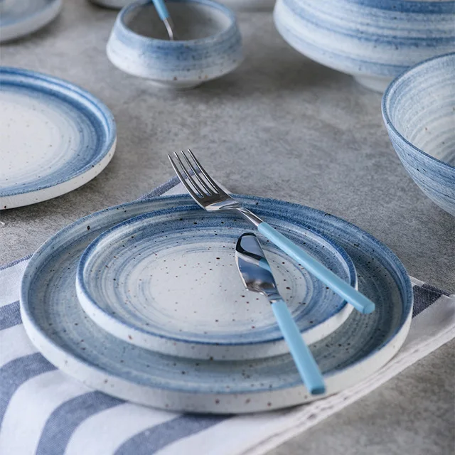 KINGLANG Nordic Стиль Керамика керамика лапши чаша для супа, салата поднос стейк тарелка пластина плоско посуда