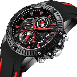 Топ Для мужчин спортивные часы хронограф силиконовый ремешок кварц военный часы Для мужчин Топ люксовый бренд мужской Relogio Masculino