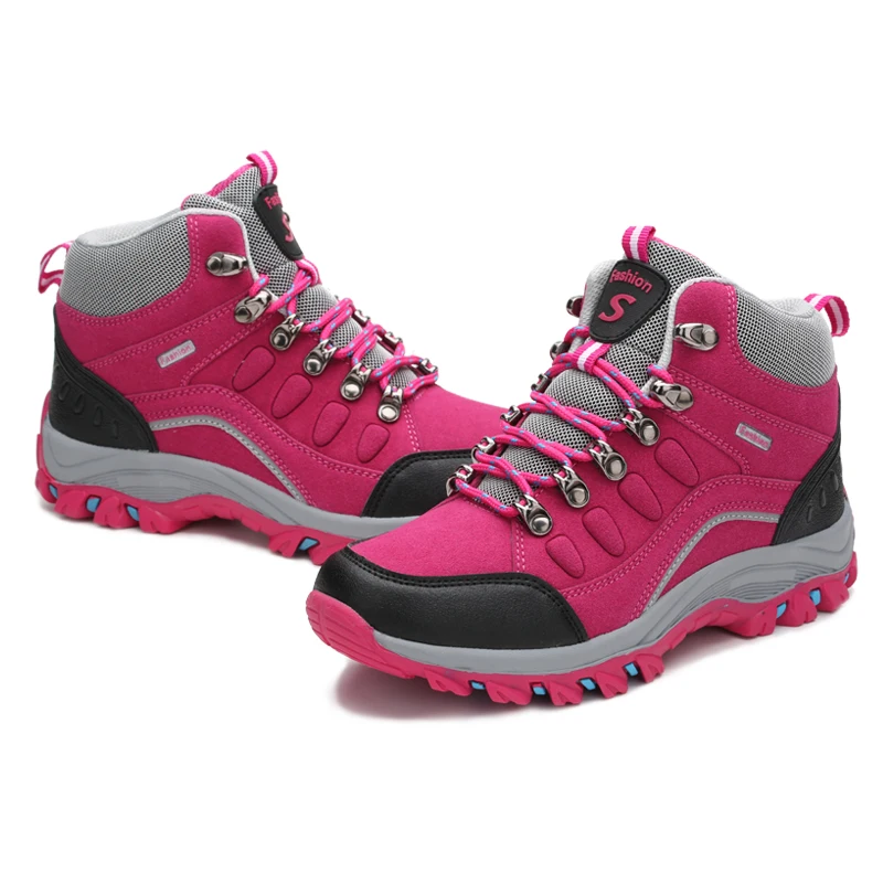 DUDELI/зимние женские водонепроницаемые треккинговые ботинки с высоким берцем; обувь для альпинизма; спортивная обувь на резиновой подошве; обувь из нубука для мужчин и пар
