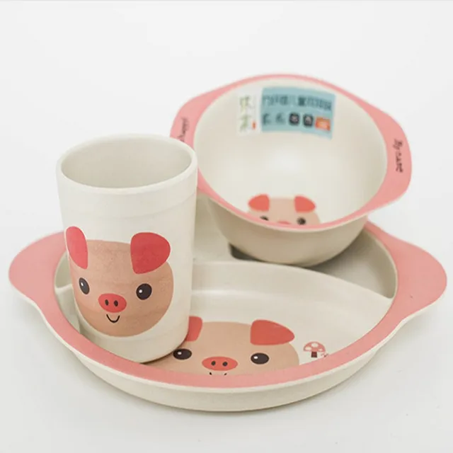 Ayc Bamboo Baby Dishes Pink Pig Children S Cutlery Set Green Ayc Bamboo Baby Dishes Pink Pig Children S Cutlery Set Green Fiber Plate Bowl Cup Plates Sets 5pc