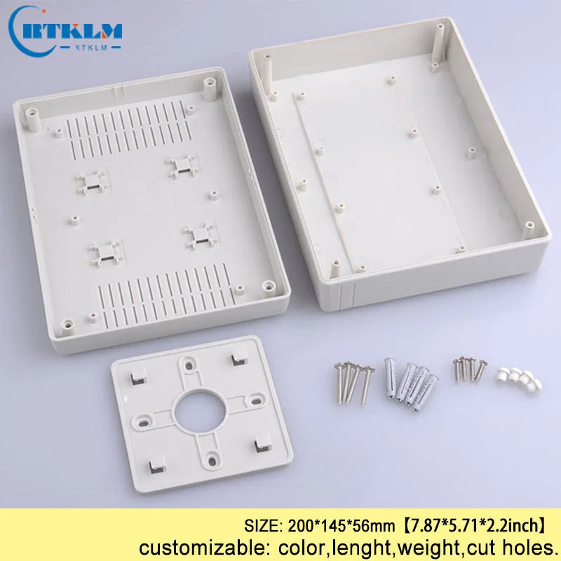 Wall mounting outdoor junction box abs diy plastic electronic housing plastic enclosure 200*145*56mm instrument box(1 pcs