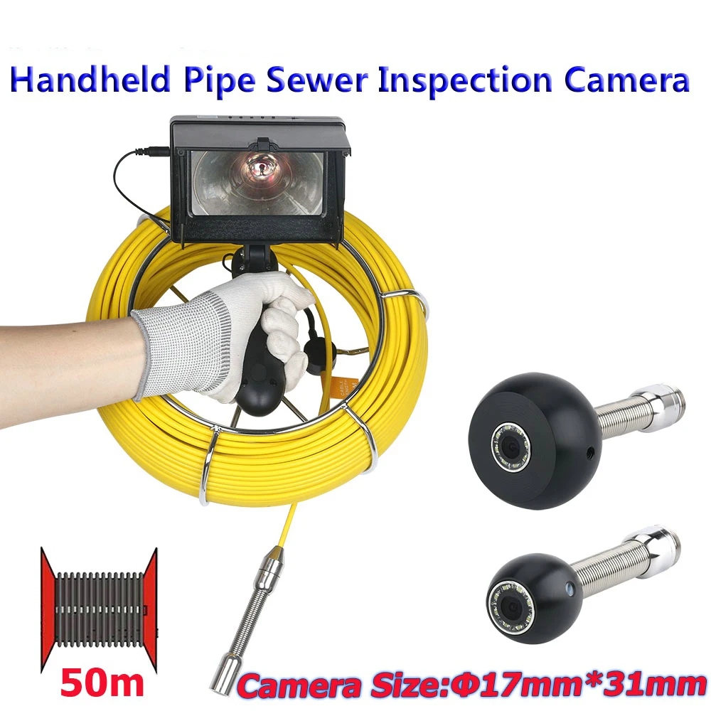 

SmartYIBA 20-50M 4.3Inch Endoscope Handheld Industrial Pipe Sewer Inspection Snake Video Camera 17mm Camera with 8pcs White LEDs