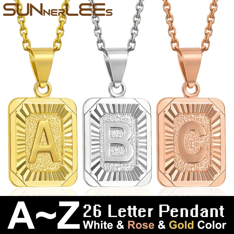 SUNNERLEES модные ювелирные изделия 26 букв A ~ Z подвеска цвета белого розового золота