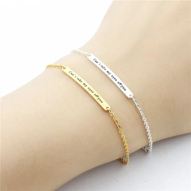 Dianshangkaituozhe Engrave Words Bar Charm Bracelet For Women And Dianshangkaituozhe Engrave Words Bar Charm Bracelet For Women And S Can T Take Eyes Off