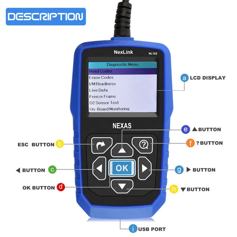 Диагностический сканер для тяжелых грузовиков NEXAS NL102 OBD2 EOBD HDOBD для грузовиков, дизельных двигателей, тормозов, диагностический инструмент, сканер для грузовиков