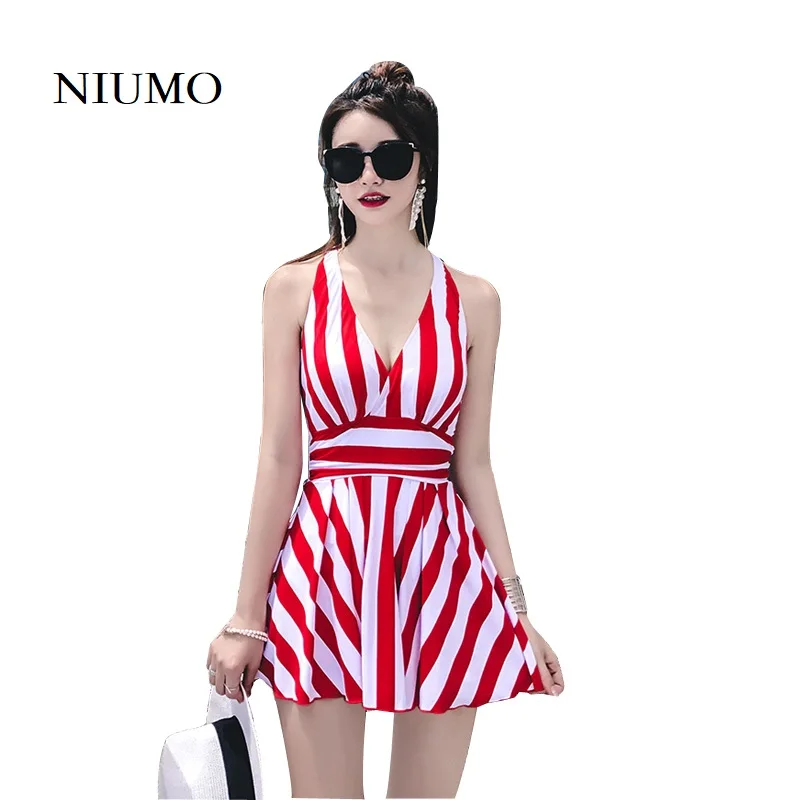 

NIUMO Women's clothing Split swimsuit The New Skirt style stripe Slim Sexy spa Swim Two-Piece Suits