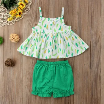 

Cute Baby Girls Clothes Set Cotton Children Summer Girls Clothing Print Kids Clothing Set Sling Vest+Underpants