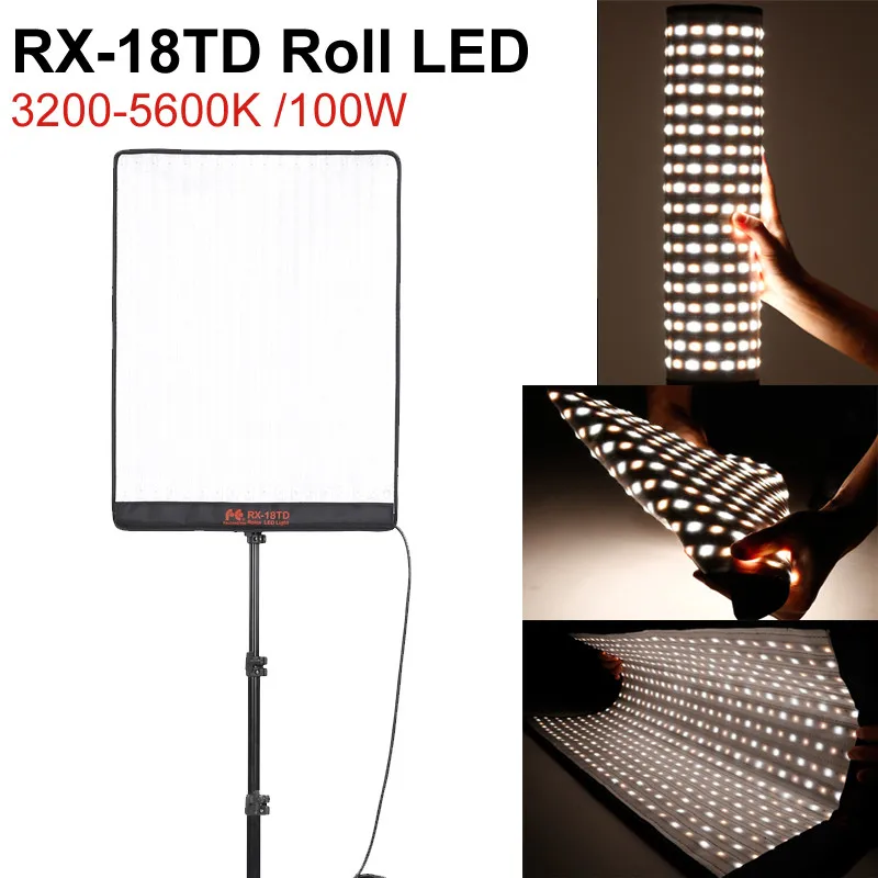  FalconEyes RX-18TD 100W 504pcs Flexible Roll LED Video 3200K-5600K Light Rollable Cloth Lamp & LCD  - 32892952158