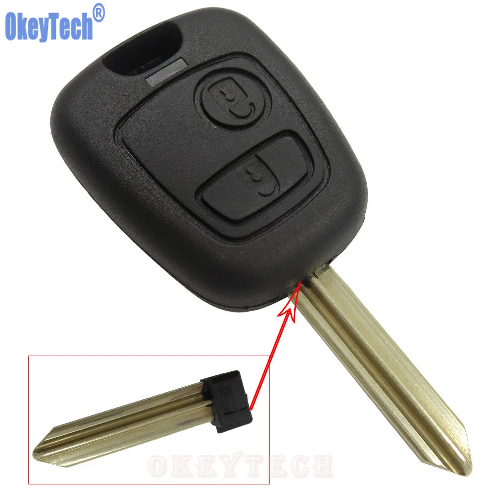 OkeyTech Replacement Car Remote Key Shell Cover for PEUGEOT CITROEN Elysee 2 Buttons Key Fob Case Shell Uncut Blade Auto Parts