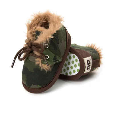 Новые зимние детские супер теплые ботинки с мехом для маленьких мальчиков и девочек, ботинки для первых шагов, sofe sole, 0-18 месяцев, детская обувь - Цвет: camouflage