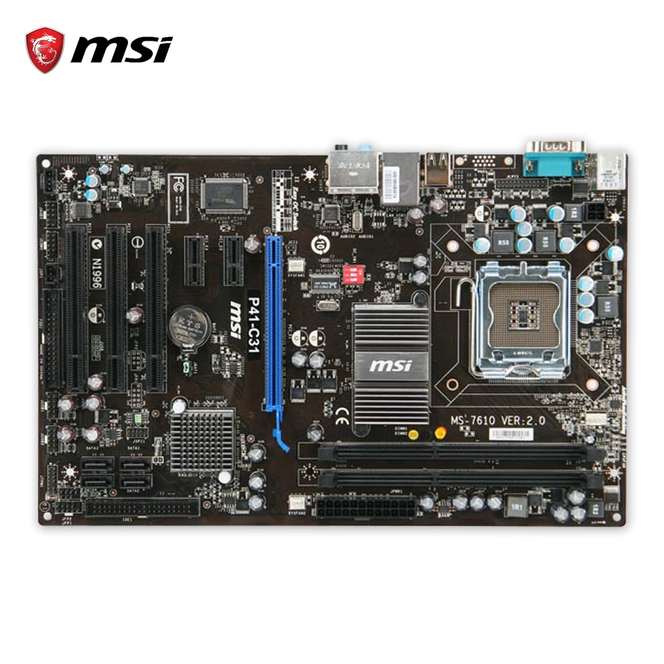 Original MSI P41-C31 Desktop Motherboard P41 Socket LGA 775 DDR3 4G SATA2 USB2.0 ATX 100% Fully Test socket lga 775 motherboard backplate iron bracket cpu