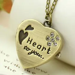 Сердце Любви к вам бронзовое ожерелье-цепочка DimaPocket часы ожерелье ChainPocket часы мужчины женщины ребенок подарок часы с ожерельем пара