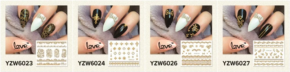 YWK 1 лист Горячие золотые стикеры 3D на ногти Nail Art DIY ногтей декоративные наклейки фольга обертывания Маникюр Инструменты для укладки(YZW-6004