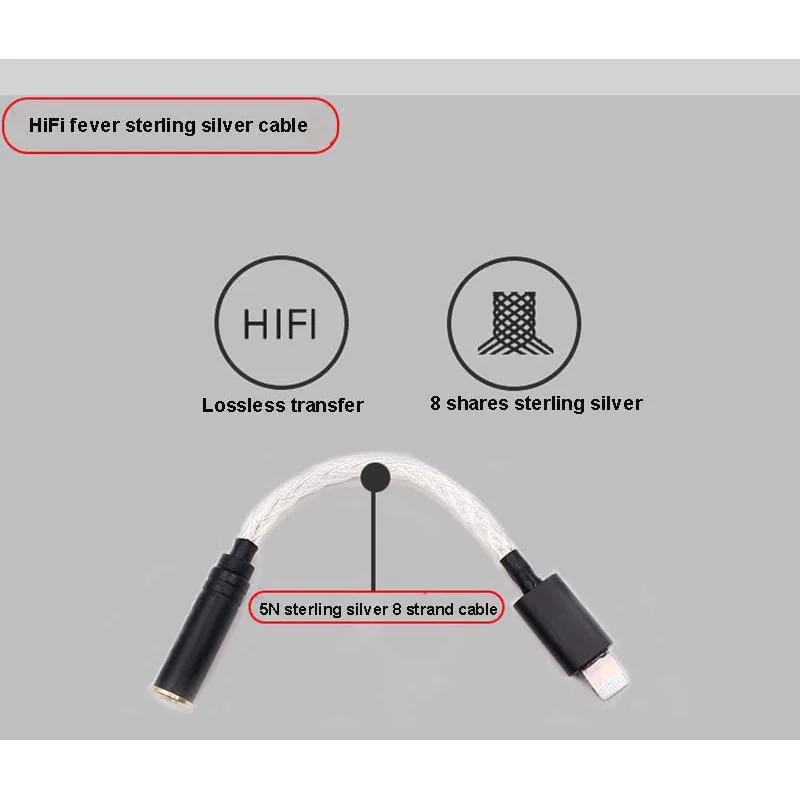 Lusya sterling silver Headphone Adapter For iPhone 7 8 X AUX Adapter For Lightning To 3 5mm 4 4mm 2 5mm Female T0749