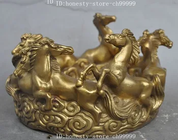 

christmas chinese brass copper fengshui 8 Success horse running Steed statue Ashtray halloween