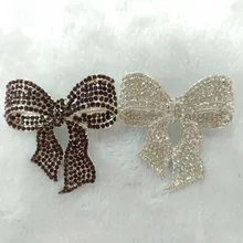 30pcs 50mm Purple and white Bow Shaped Crystal Rhinestone Brooches and safe Pins Fashion Women Jewelry