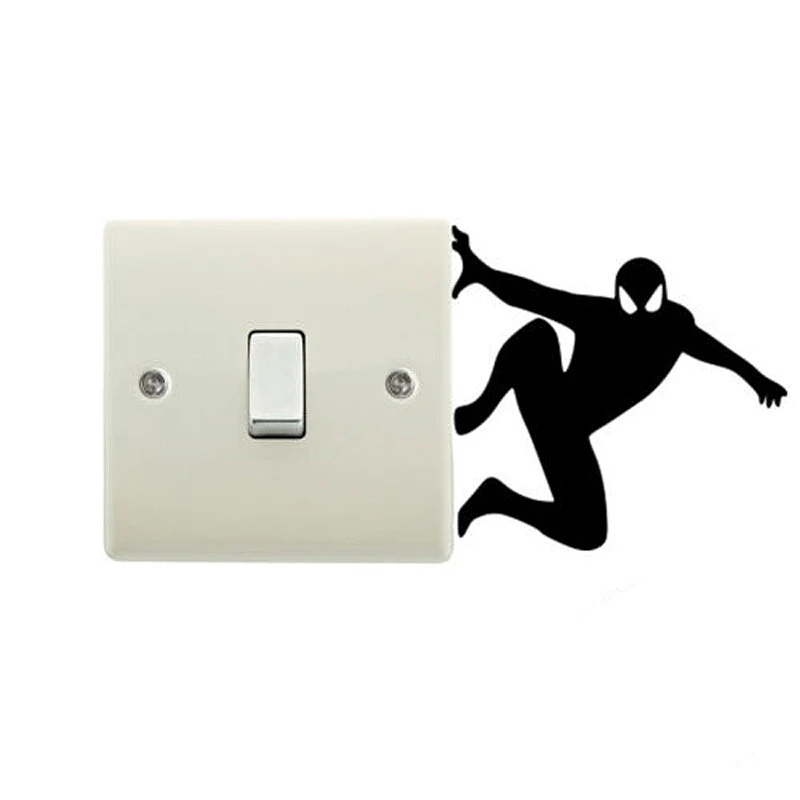 

Creative Spiderman Silhouette Removable Switch stickers Cartoon Superhero Wall Sticker Vinyl Decals Home Decor for Kids Room