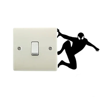 

Creative Spiderman Silhouette Removable Switch stickers Cartoon Superhero Wall Sticker Vinyl Decals Home Decor for Kids Room