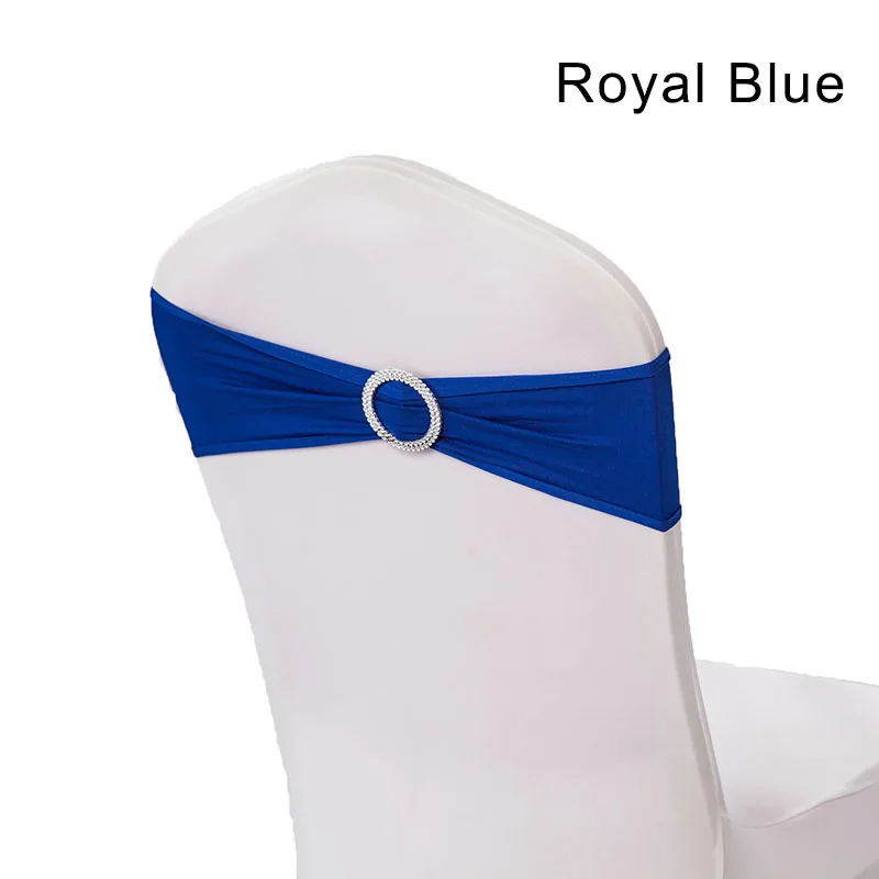Набор из 50 спандекс эластичные ленты для стульев с пряжкой эластичные украшения для свадьбы в гостиничных залах торжеств события - Цвет: Royal Blue