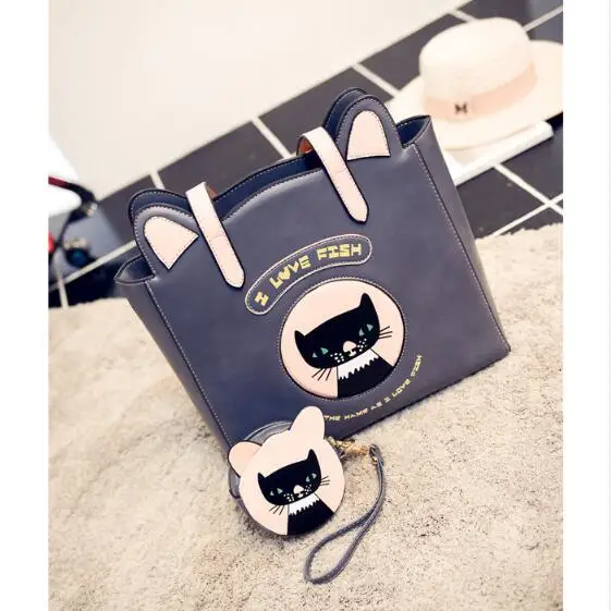 

2016 Fashion Women Pu Leather Handbag Cat Ladies Messenger Bag 2016 Crossbody Bag Brand Designer Composite Bag Bolsos Mujer De
