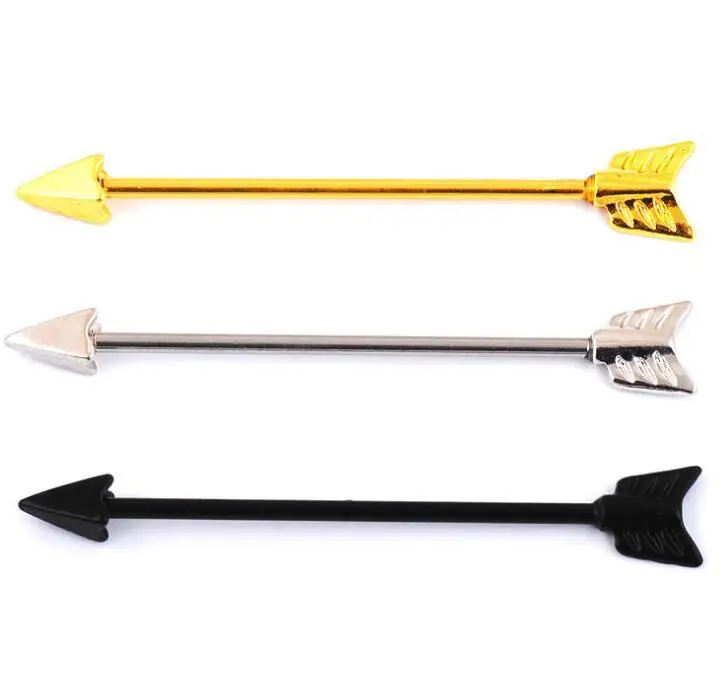 1Piece 316L Surgical Stainless Steel 14G 1.6*36mm Spike Arrow Long Industrial Barbell Helix Tragus Body Ear Piercing Jewelry - Image 2