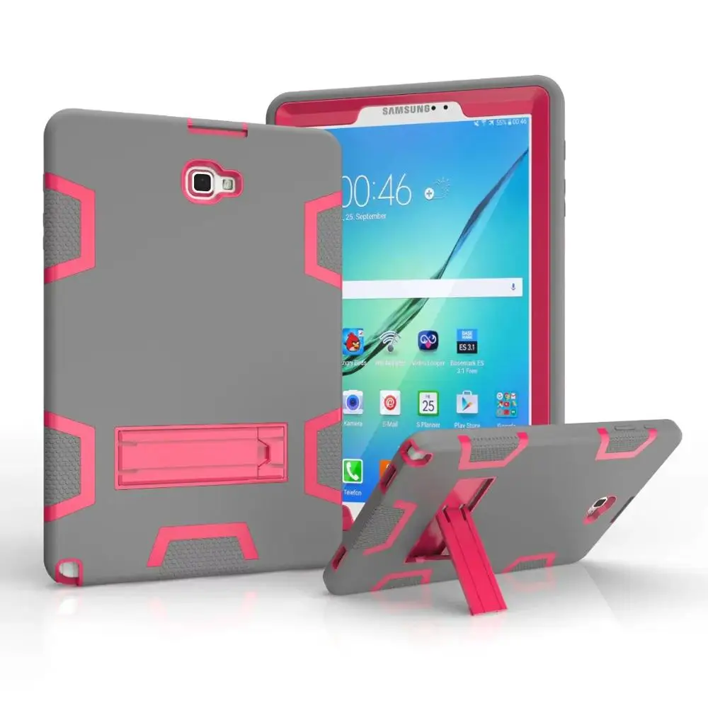 Сверхпрочный Гибридный Силиконовый чехол с защитой от капель чехол для Samsung Galaxy Tab A A6 с S Pen P580 P585 10," планшет Funda чехол+ Защитная пленка на экран+ подставка для ручек - Цвет: gray and rose
