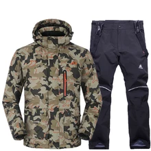 Мужская лыжная куртка+ брюки ветрозащитная водонепроницаемая Спортивная одежда для улицы супер теплый лыжный костюм для сноуборда утолщенный спортивный костюм для улицы