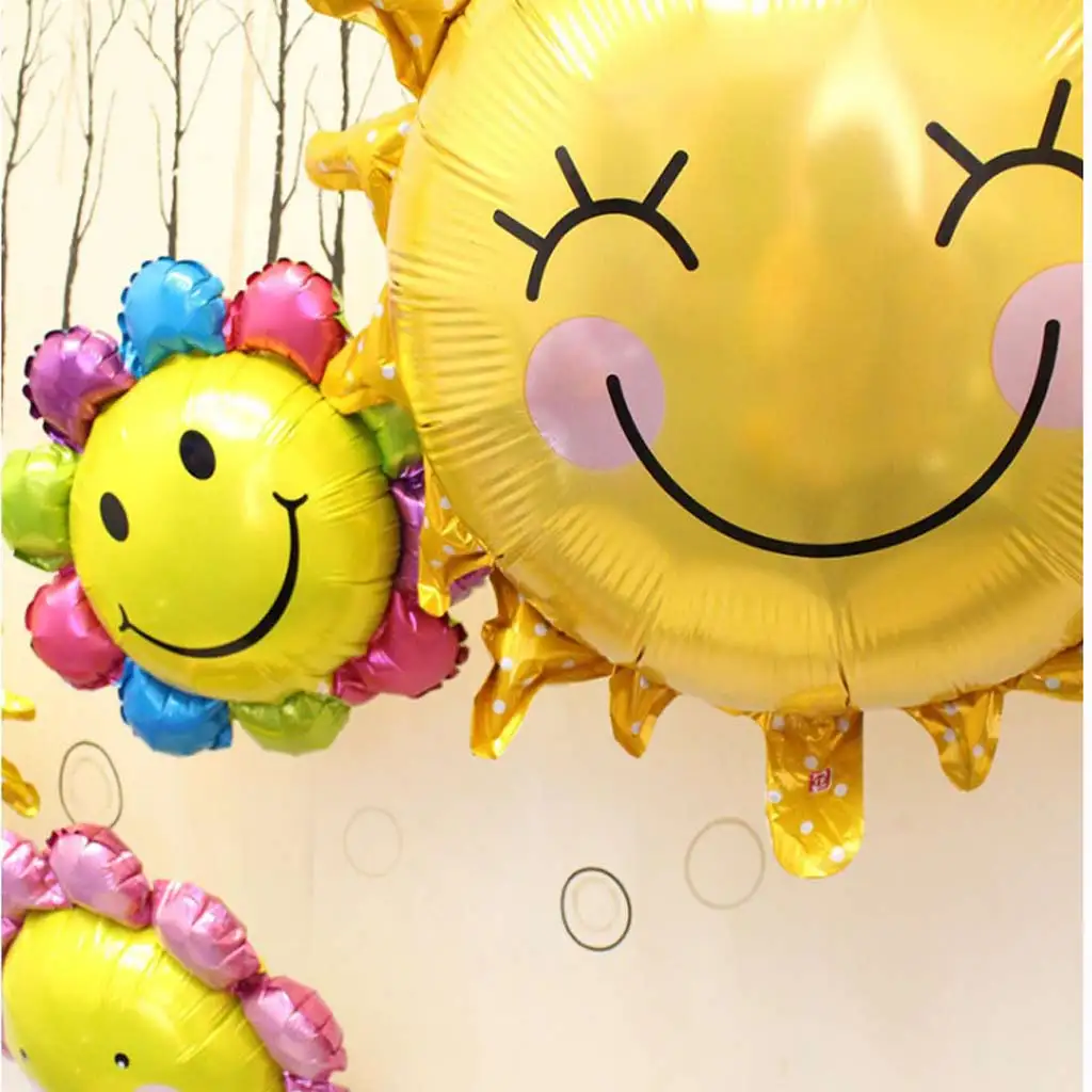 5pcs Sunshine Sun Flower Aluminum Foil Balloons Wedding Birthday Party Decor Kids Baby Shower Supplies Children Gifts
