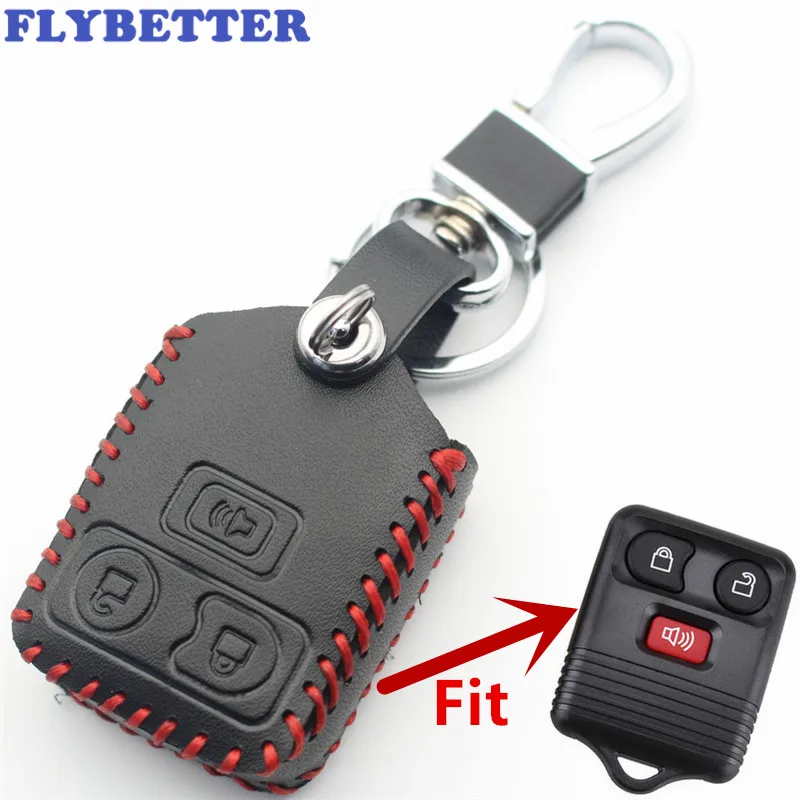

FLYBETTER Genuine Leather 3Button Remote Key Case Cover For Ford Escape/Ranger/Explorer/Freestar Car Styling L12