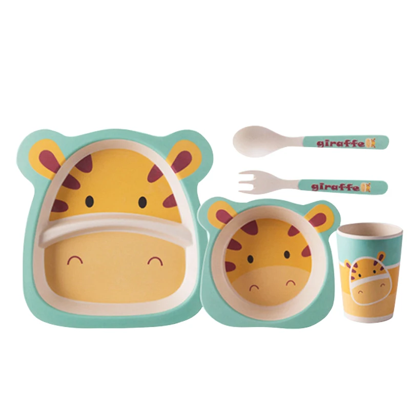 Buy 5 in 1 New Bamboo Fiber Children Tableware Set