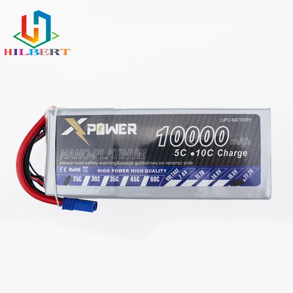 

2 Pcs Xpower Lipo 22.2V 10000Mah Lithium Battery EC5 or T or XT60 plug For RC Helicopter Qudcopter Drone Car Boat Bateria
