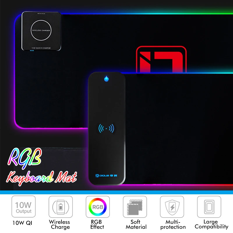 

NEW LED RGB Mouse Pad USB Wired Lighting wireless charging function mouse pad with Anti-Slip Rubber Base