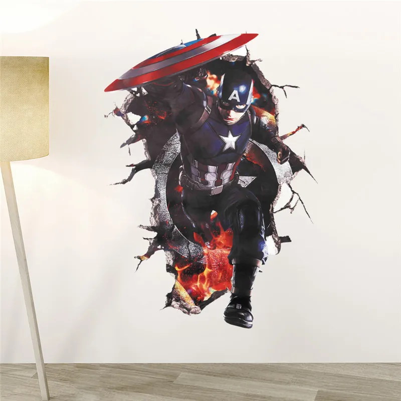 Avengers Wall Stickers For Kids Bedroom Living Room 3D Effect Cartoon