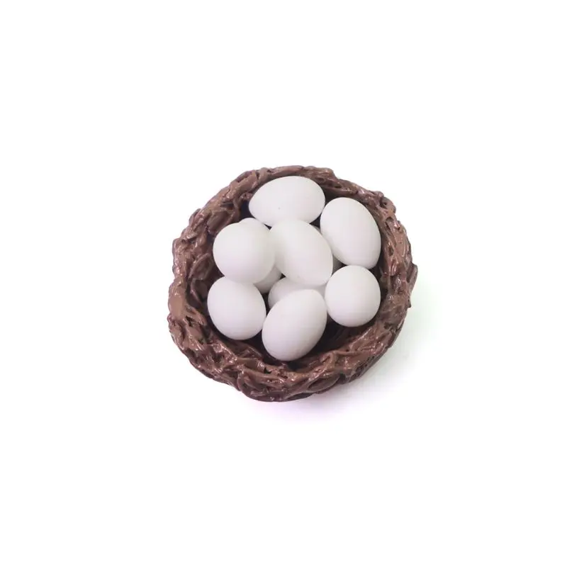 Escala 1:12 Negro Pájaro en un nido con 3 huevos tumdee Jardín Casa de Muñecas en Miniatura 