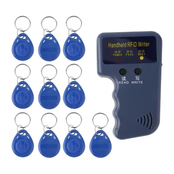 

Handheld 125KHz RFID Copier Writable Duplicator ID IC Card Programmer Reader + 5 Pcs EM4305/T5577 Rewritable Keyfobs