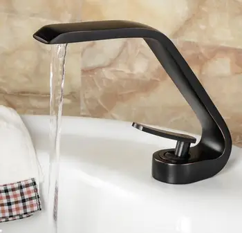 

Black Antique Brass single handle waterfall faucet bathroom hot and cold water basin taps mixer deck mounted faucets tap