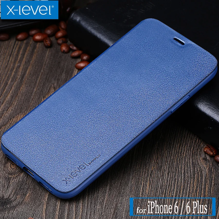Koop X Niveau voor iPhone 6 6 s Case X Niveau FIB Kaartsleuf Luxe Flip Lederen Kickstand Beschermhoes voor iPhone 6 6 s Plus