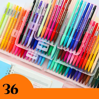 

Korea Professional Fiber Watercolor Pen Ink Gel Pen for Bullet Journal Candy Color Art Marker School Drawing Painting Stationery