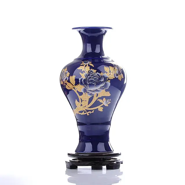 Jingdezhen Ceramic Blue Peony Vase High White Clay Noble Blue Glaze Vase Wedding Gifts Home Handicraft Furnishing Articles 1