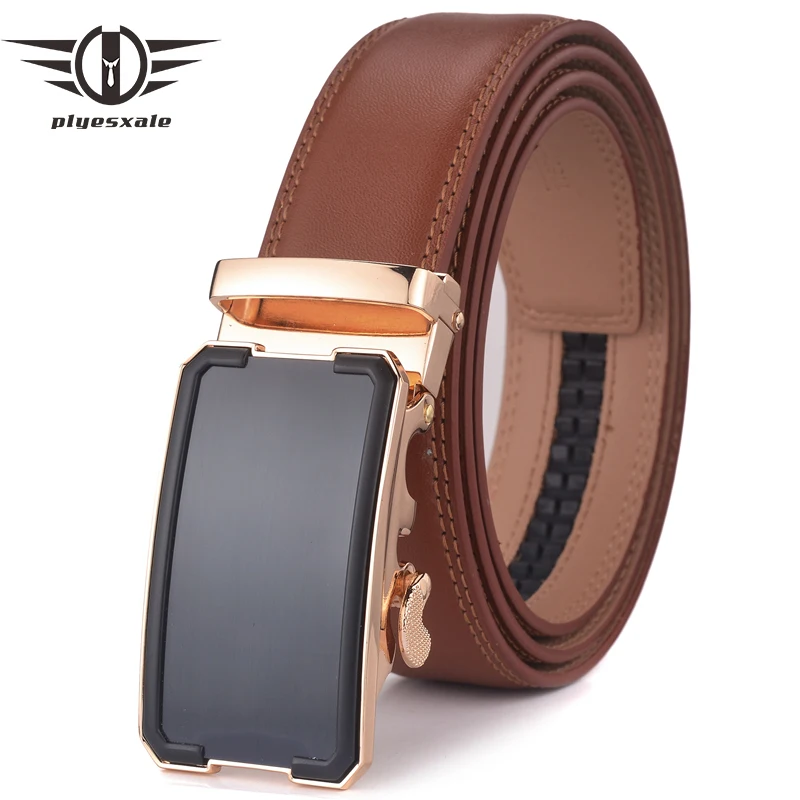 

Plyesxale Men Automatic Belt Genuine Leather Male Waist Belts Famous Brand Black Brown Belt Strap Formal Ceinture Homme 2018 G13