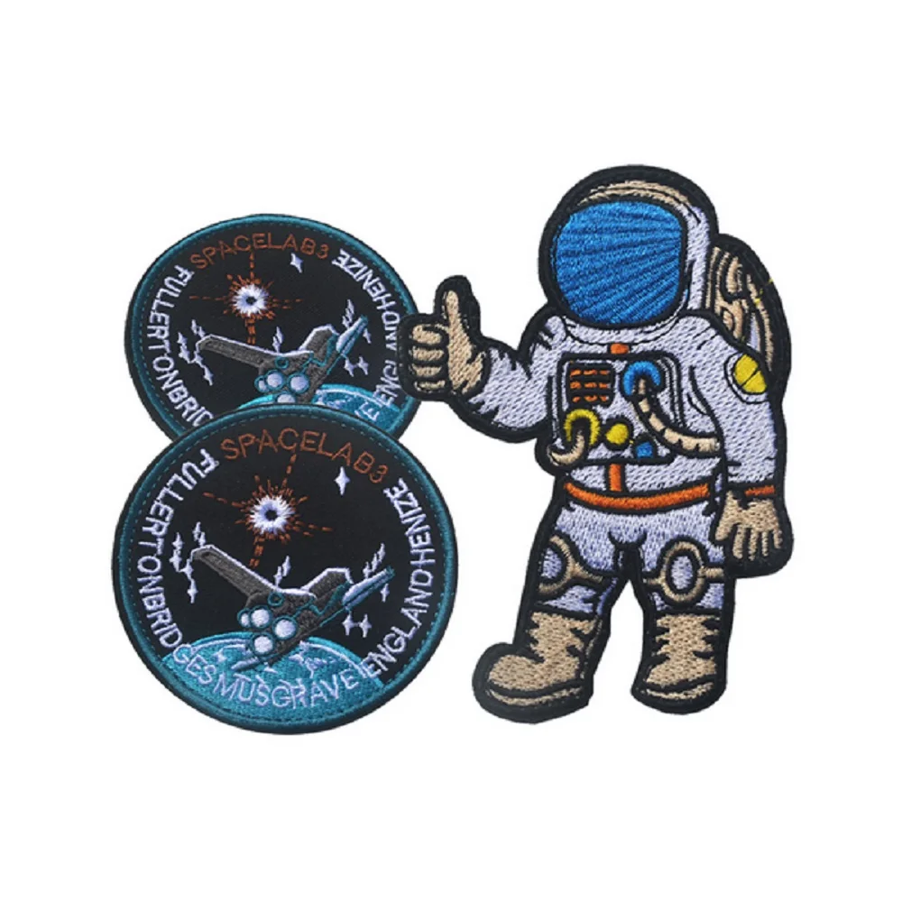 3D embroidery patches Loops and hook Skylab astronaut patch armband ...