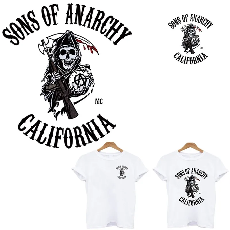 

iron on transfer Sons of Anarchy heat-sensitive patches application of one stripes on clothes ironing printing for clothing tops