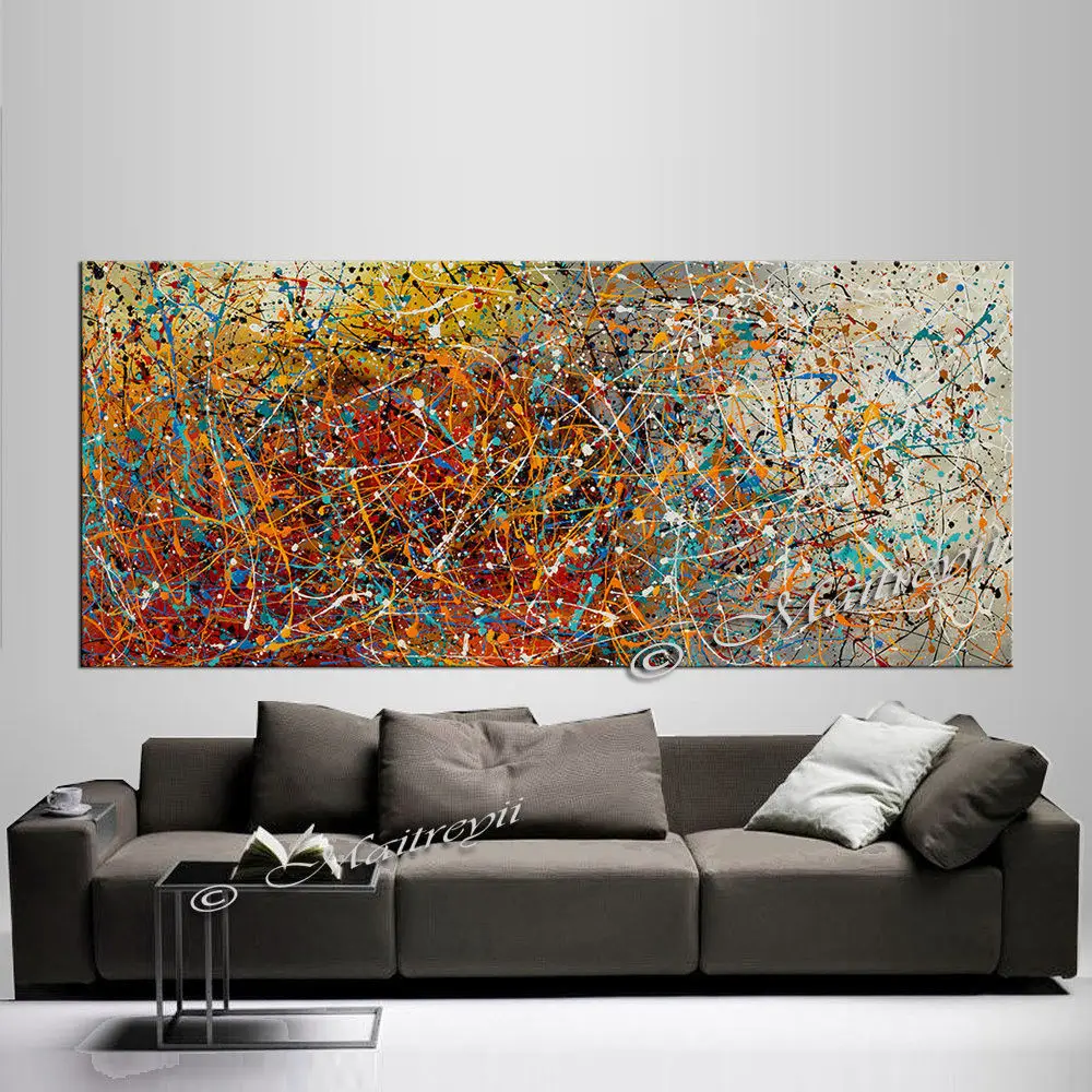 

Drip Art Style Red Blue Painting on canvas large abstract art Large decor # style Painting Huge painting Free shipping