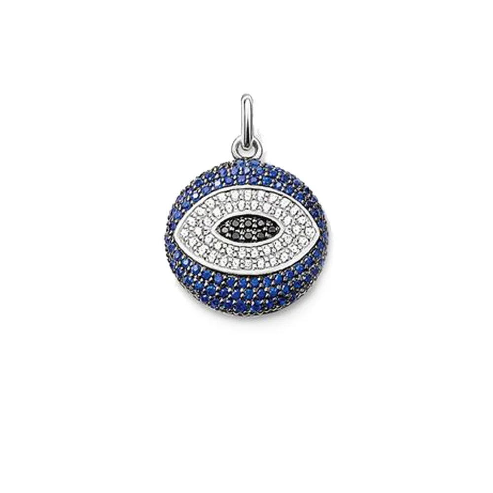 Silver Blue Zirconia-pave Evil Turkish Eyes Pendants Fashion Punk Chain Necklace Accessories Pendant Jewelry Gift for Women Men | Украшения