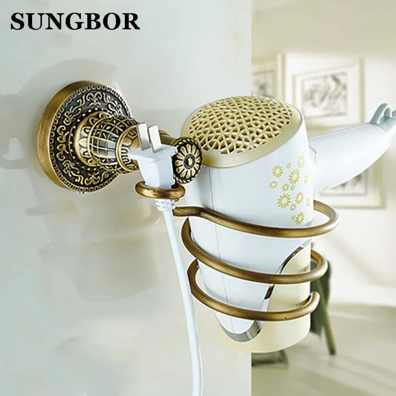 Euro Antique Brass Bathroom Hair Dryer Holder Wall Mounted Commodity wall hair dryer shelf Holder SL-5904F gold finish brass bathroom hair dryer holder wall mounted