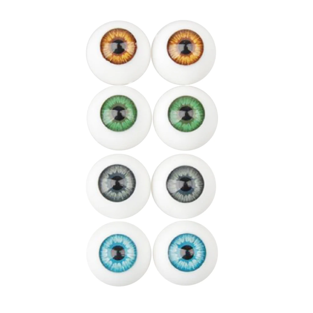 8Pcs 4 Colors Half Round Hollow Acrylic Eyes Eyeballs 16mm Doll Making Repair