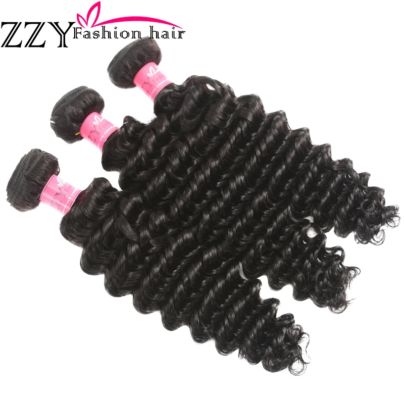.ZZY Fashion Hair Brazilian Deep Wave 3 Bundles With Lace Closure Non Remy Human Hair Extensions Natural Color .ZZY Fashion Hair Brazilian Deep Wave 3 Bundles With Lace Closure Non Remy Human Hair Extensions Natural Color