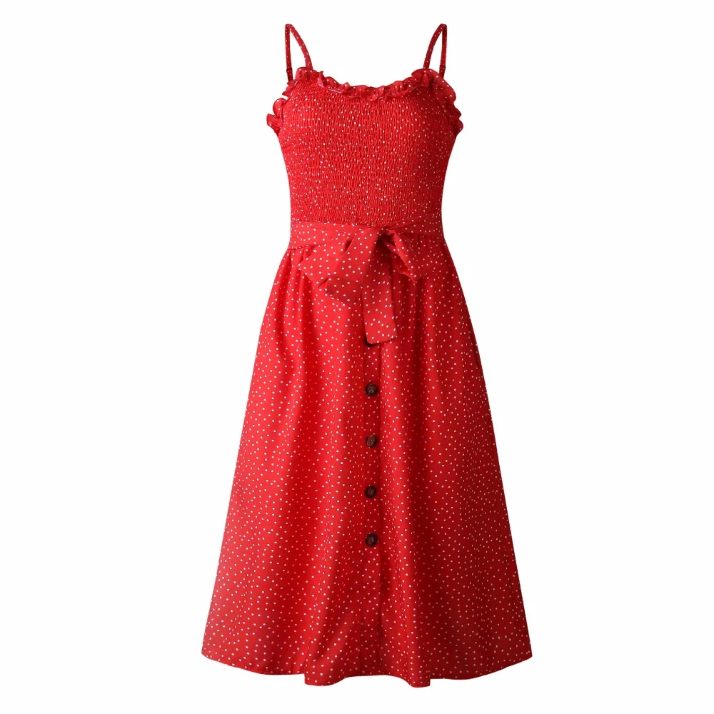 New 2019 Spring Women Sexy Backless Printed Dress Front Button Loose Dresses | Женская одежда