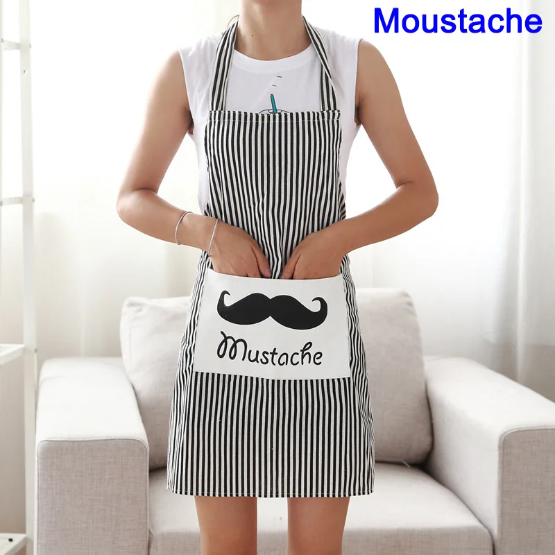 1 Pcs Kitchen Linen Dirt Proof Apron Restaurant Cooking Bib Stripe Apron with Big Pocket Dropshipping FAS - Цвет: as show-Moustache