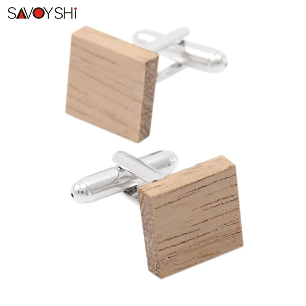 SAVOYSHI Low key Luxury Wood Cufflinks for Mens Shirt Cuff buttons High